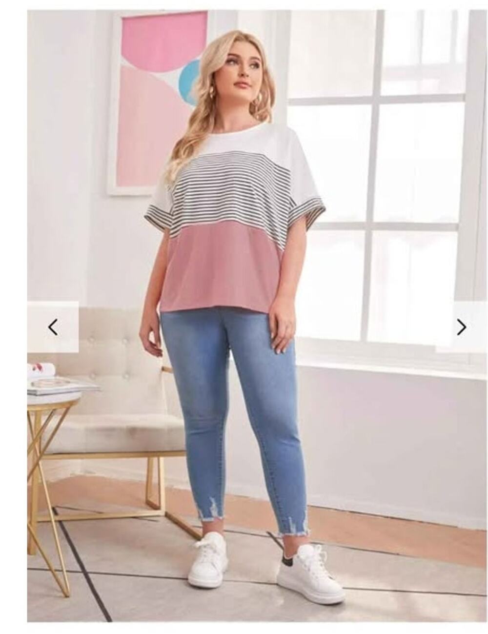 Plus Striped Colorblock Tee